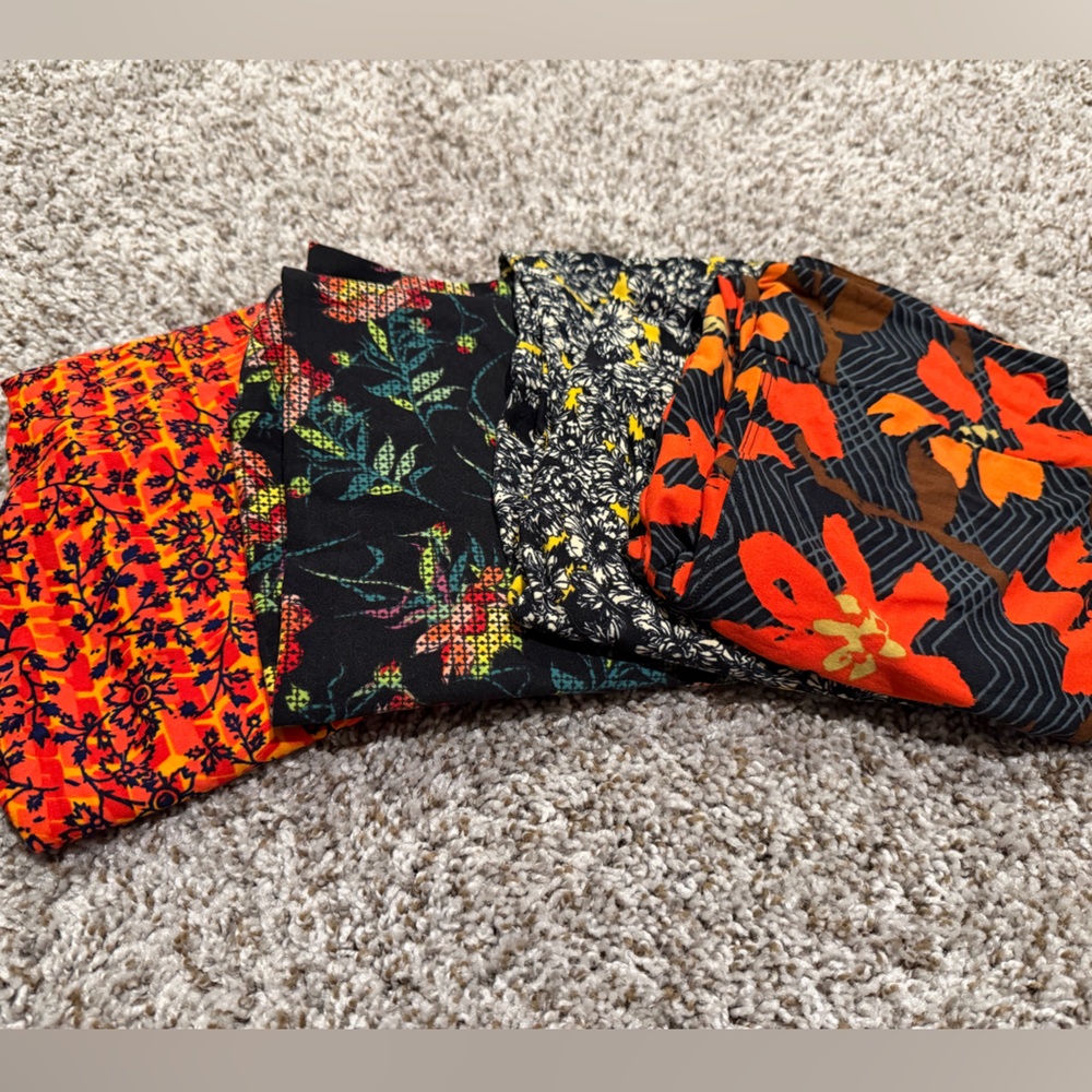 LuLaRoe Women's Leggings - 4 Pairs Multicolor Floral Patterns